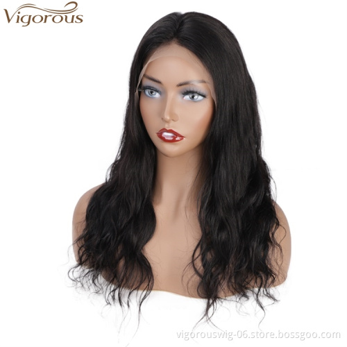Vigorous High Quality Lace Frontal Human hair Wigs Long Water Wavy Black Middle Part Wigs Women 26 Inches Wigs